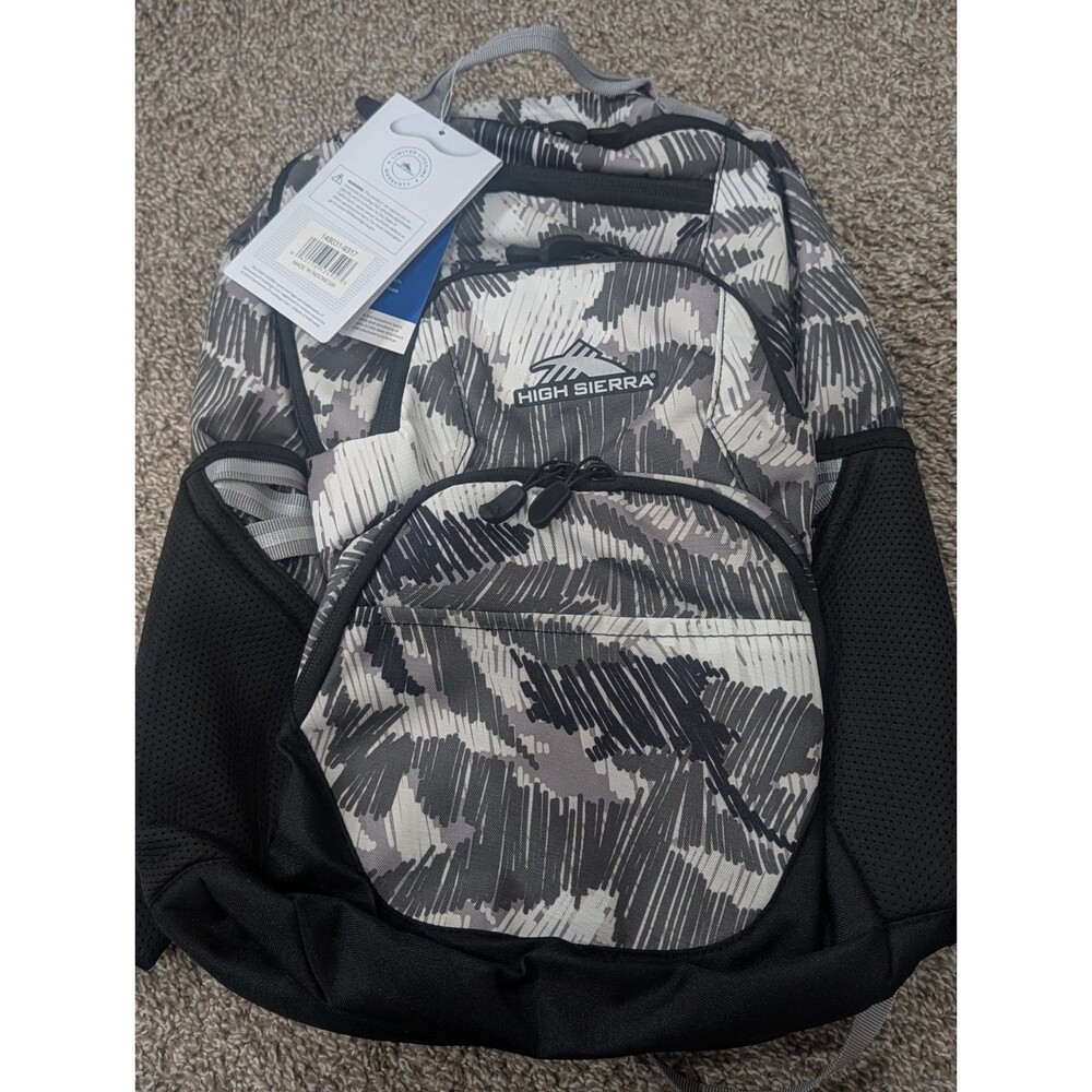 High Sierra Swoop SG Backpack Laptop Bookbag Scribble Camo Gray 17" NWT